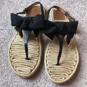 Black with gold detail Tory Burch sandals. Size10